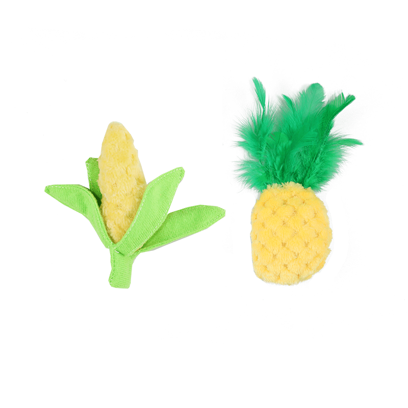 Giocattoli per gatti con ananas e banana con erba gatta 2PK